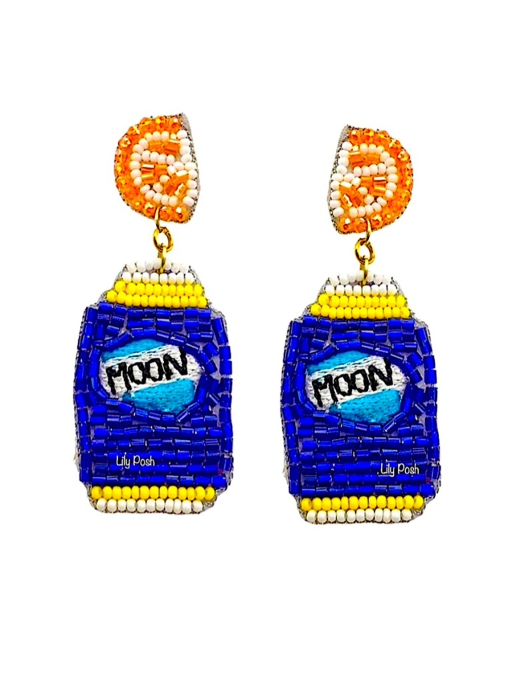 Beaded Beer Earring, Seed Bead Beer Earring, Game Day Party Favor - Picture 1 of 3